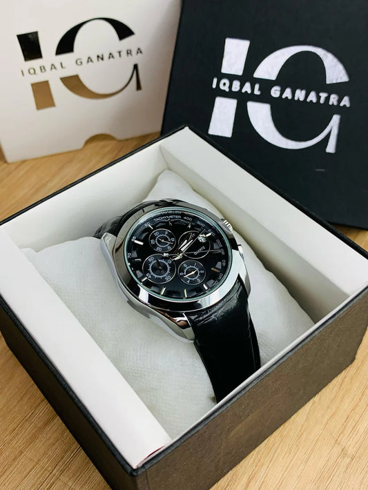 Branded Chronograph working Watch (Black Silver)